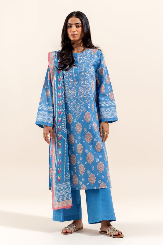 3 PIECE PRINTED LAWN SUIT-CAROLINA TINTS (UNSTITCHED)