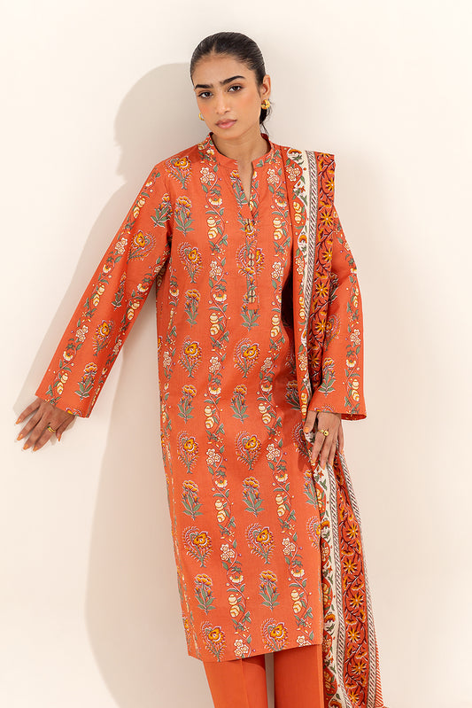 3 PIECE PRINTED LAWN SUIT-SCARLET GLOOM (UNSTITCHED)