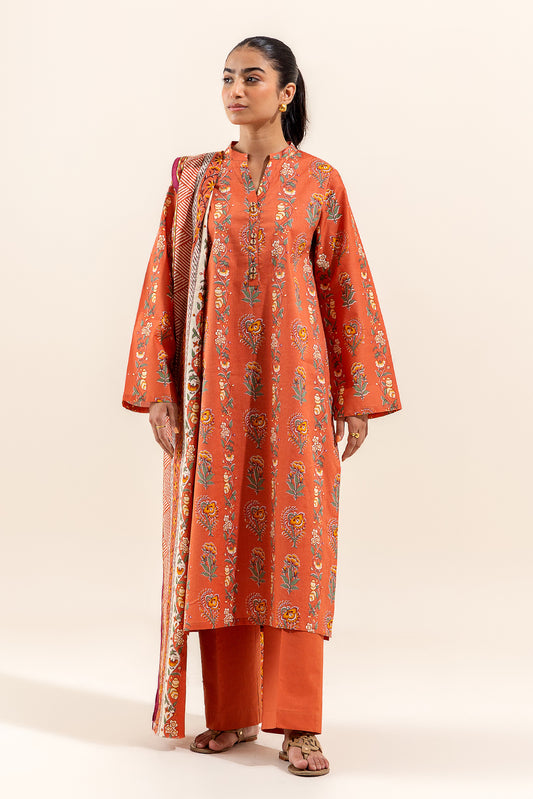 3 PIECE PRINTED LAWN SUIT-SCARLET GLOOM (UNSTITCHED)