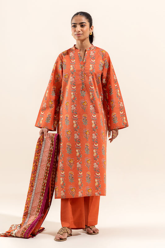 3 PIECE PRINTED LAWN SUIT-SCARLET GLOOM (UNSTITCHED)