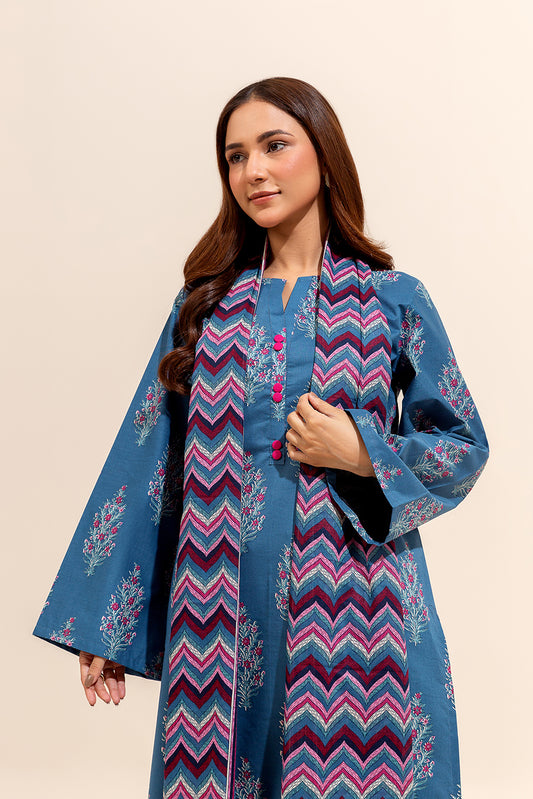 3 PIECE PRINTED LAWN SUIT-MARINE SERENITY (UNSTITCHED)