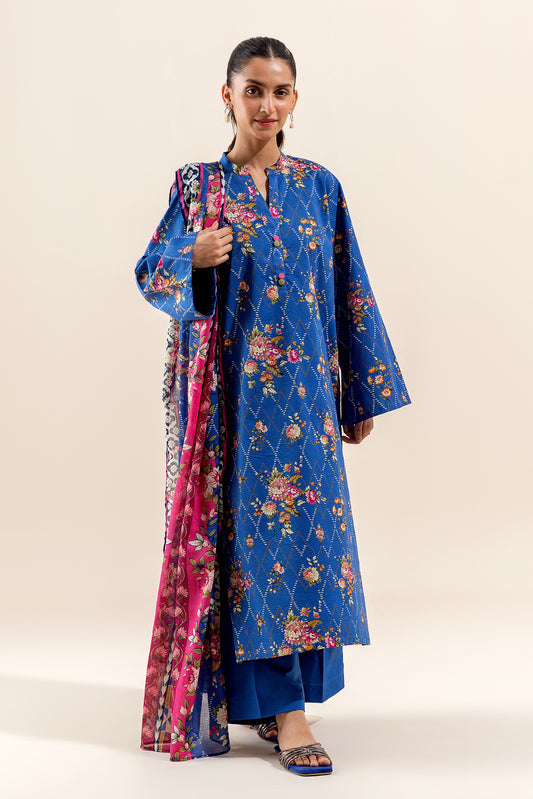 3 PIECE PRINTED LAWN SUIT-MOONLIGHT BLOSSOM (UNSTITCHED)