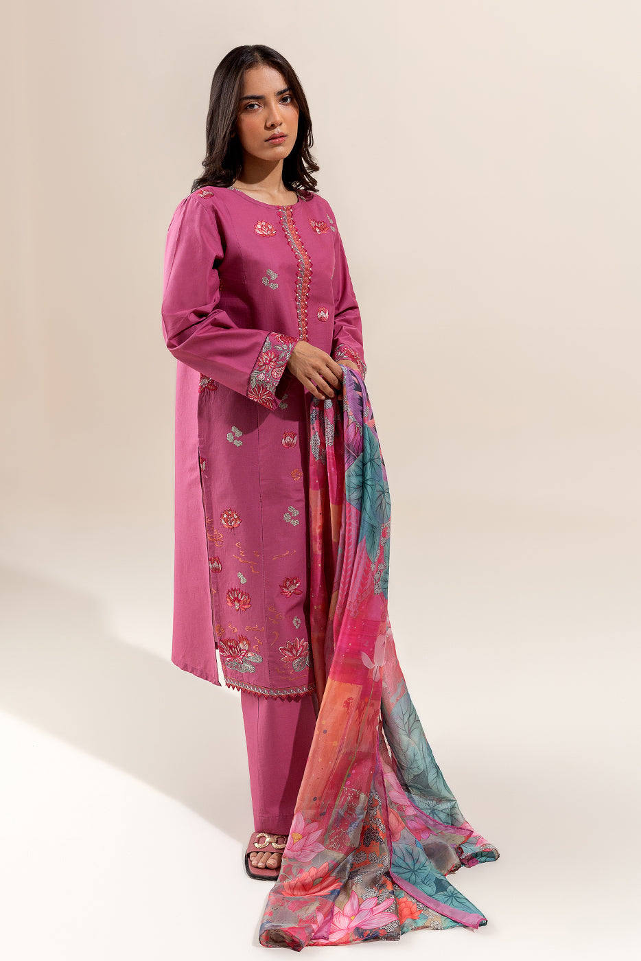 3 PIECE EMBROIDERED LAWN SUIT-LOTUS BLUSH (UNSTITCHED)