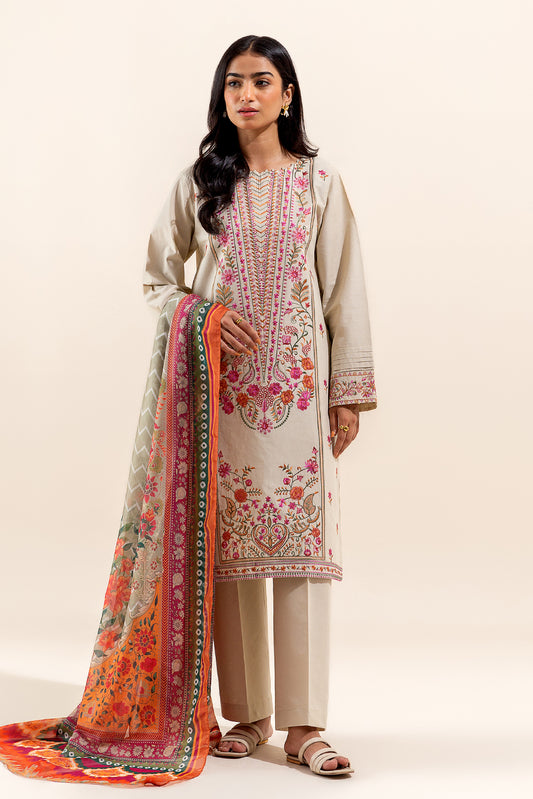 3 PIECE EMBROIDERED LAWN SUIT-CREWEL BLOOM (UNSTITCHED)