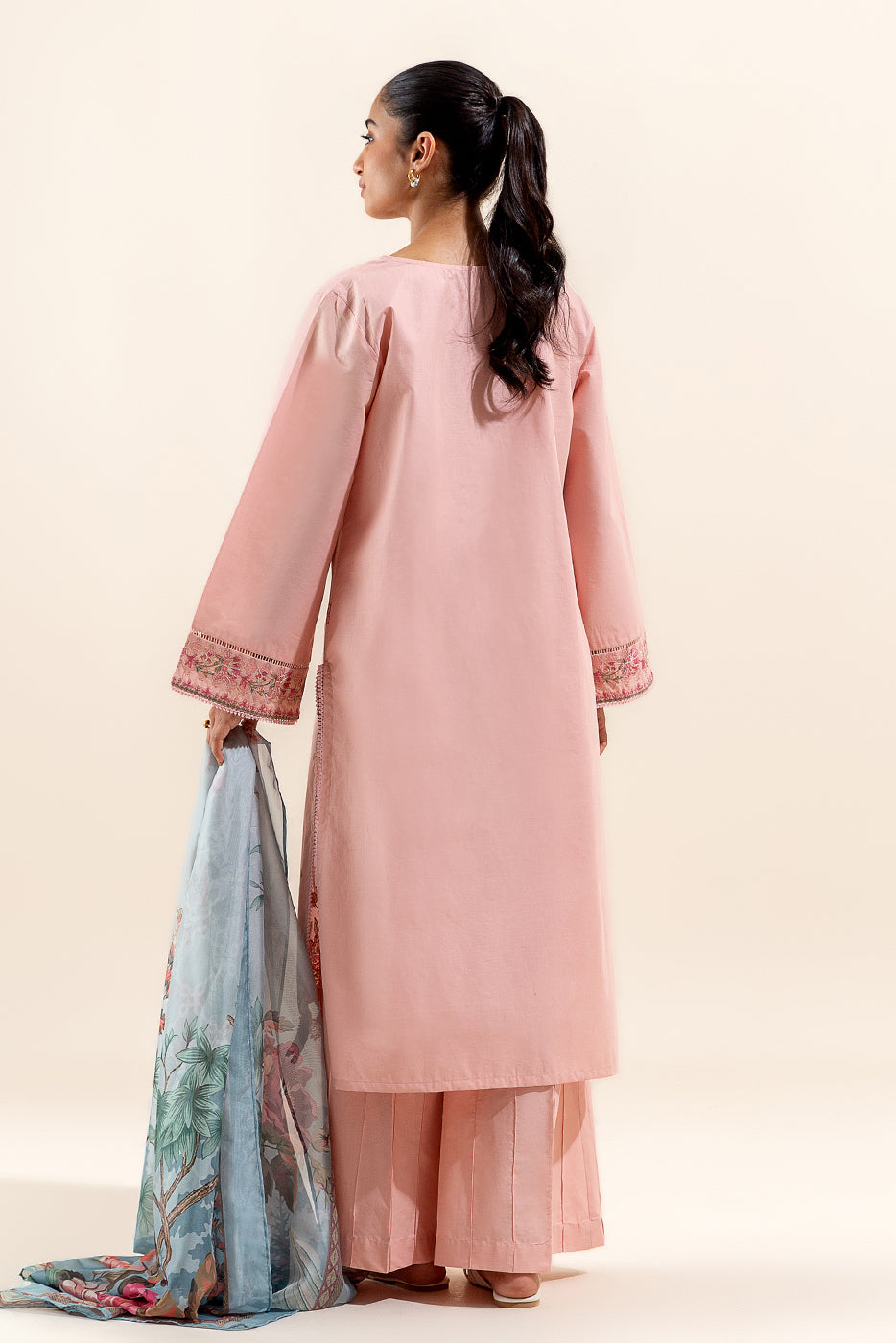3 PIECE EMBROIDERED LAWN SUIT-PEACHY GLOW (UNSTITCHED)