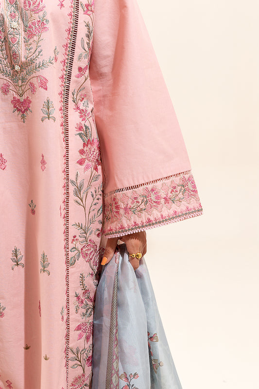 3 PIECE EMBROIDERED LAWN SUIT-PEACHY GLOW (UNSTITCHED)