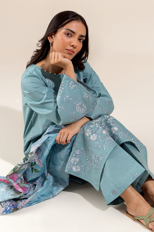 3 PIECE EMBROIDERED LAWN SUIT-ICE BLOOM (UNSTITCHED)