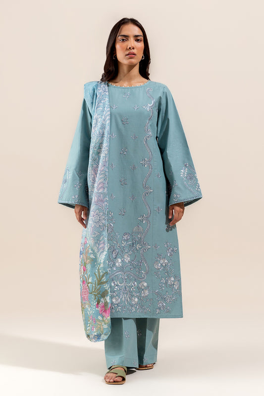 3 PIECE EMBROIDERED LAWN SUIT-ICE BLOOM (UNSTITCHED)