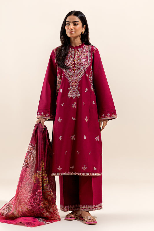 3 PIECE EMBROIDERED LAWN SUIT-CRIMSON HUES (UNSTITCHED)