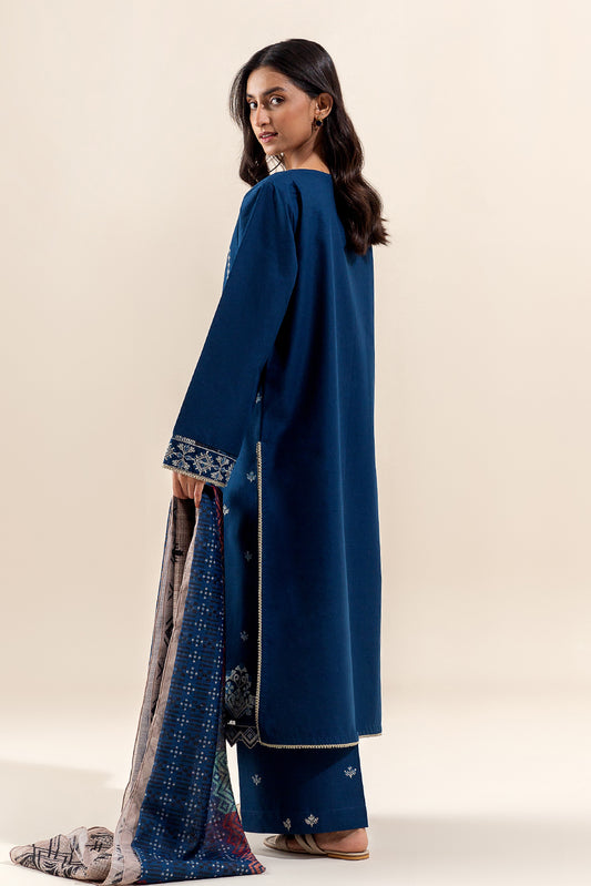 3 PIECE EMBROIDERED LAWN SUIT-ORIENTAL AZURE (UNSTITCHED)