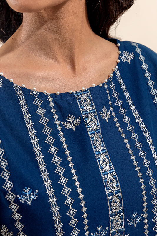3 PIECE EMBROIDERED LAWN SUIT-ORIENTAL AZURE (UNSTITCHED)