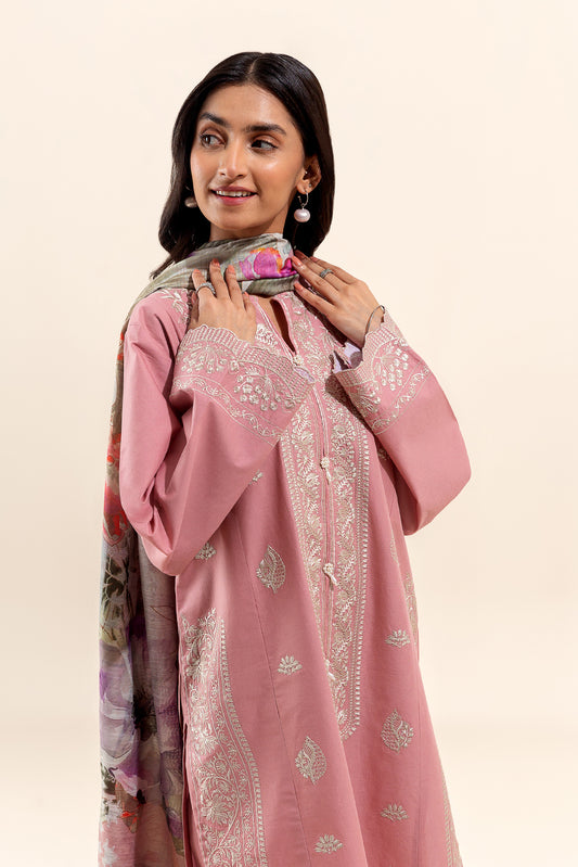 3 PIECE EMBROIDERED LAWN SUIT-CREPE PEARL (UNSTITCHED)