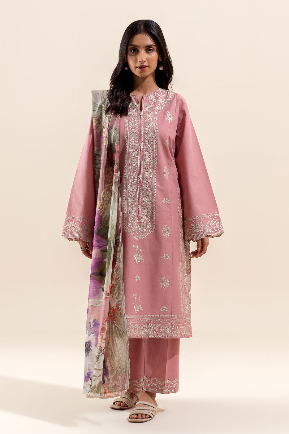 3 PIECE EMBROIDERED LAWN SUIT-CREPE PEARL (UNSTITCHED)