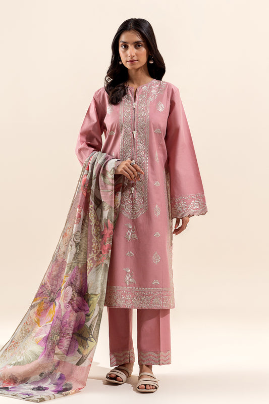 3 PIECE EMBROIDERED LAWN SUIT-CREPE PEARL (UNSTITCHED)