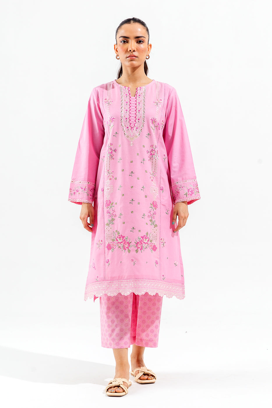 2 PIECE EMBROIDERED COTTON SUIT (PRET)