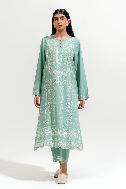 2 PIECE EMBROIDERED VISCOSE SUIT (PRET)