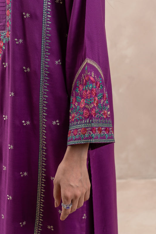 2 PIECE EMBROIDERED SILK SUIT (LUXURY-PRET)