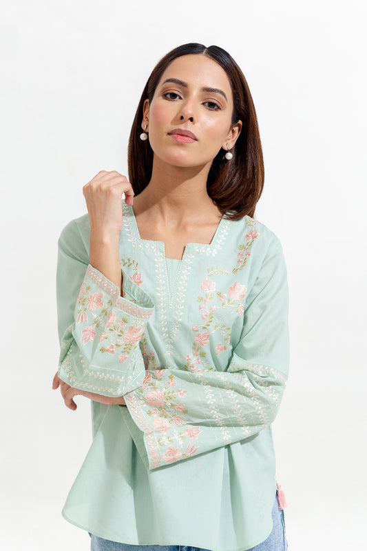 EMBROIDERED JACQUARD TOP (PRET)