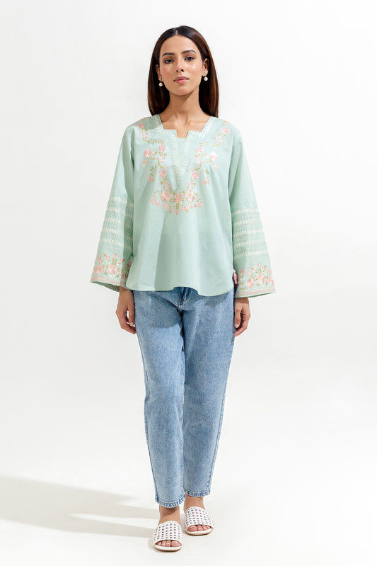 EMBROIDERED JACQUARD TOP (PRET)