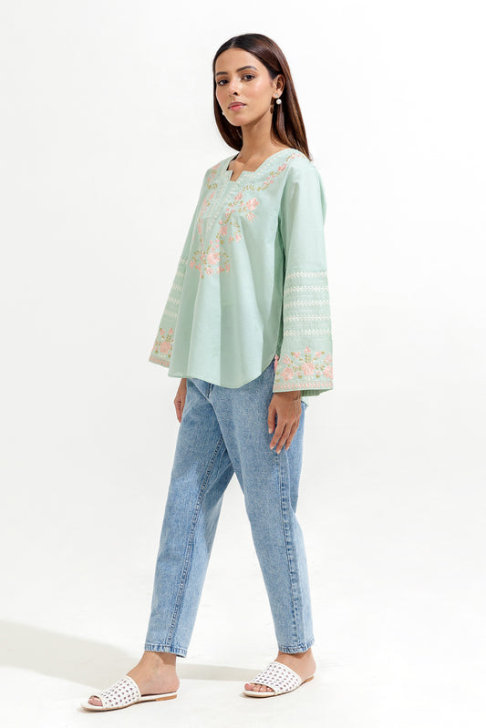 EMBROIDERED JACQUARD TOP (PRET)