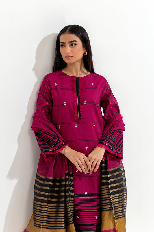 3 PIECE EMBROIDERED YARN DYED SUIT (LUXURY-PRET)