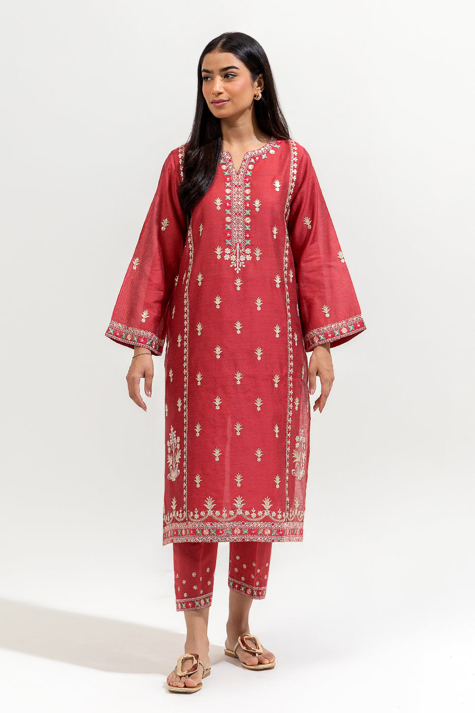 2 PIECE EMBROIDERED TWO TONE SUIT (LUXURY-PRET)