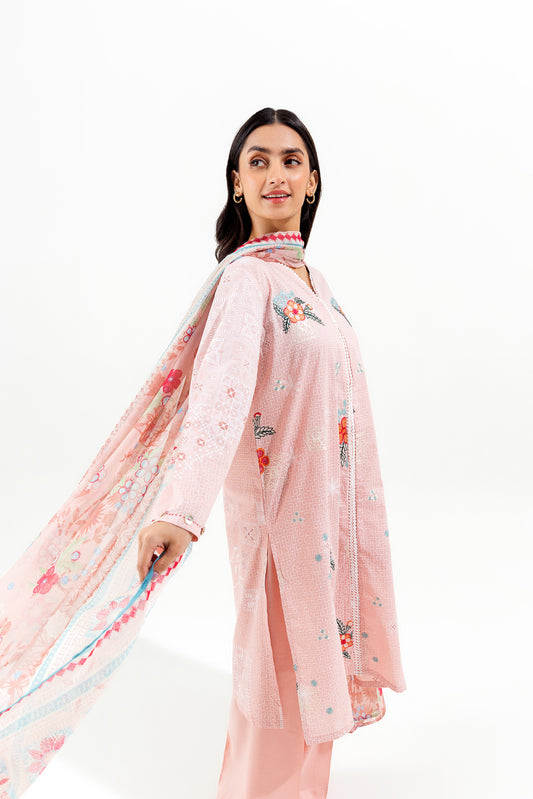 3 PIECE EMBROIDERED LAWN SUIT (PRET)