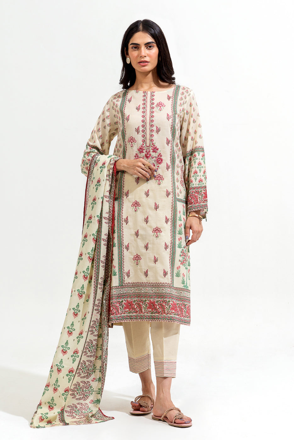 3 PIECE EMBROIDERED LAWN SUIT (PRET)