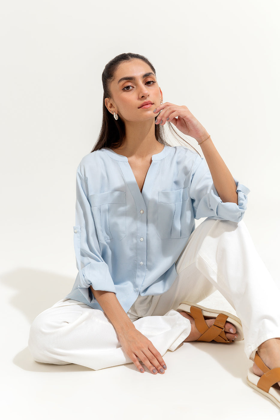 LIGHT BLUE BUTTON-THROUGH SHIRT