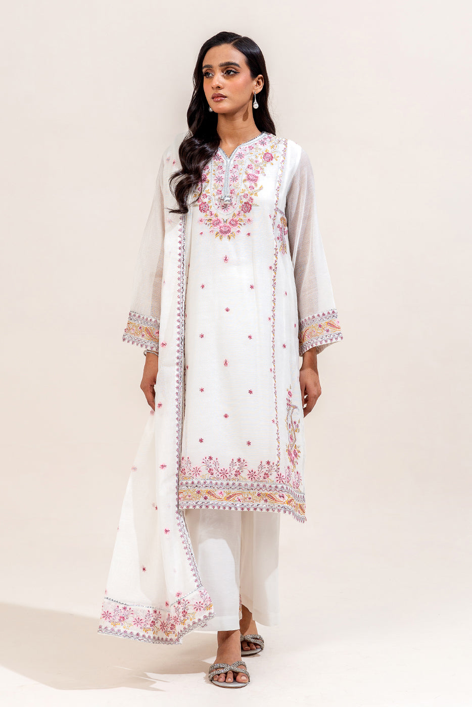 3 PIECE EMBROIDERED KHADDI NET SUIT (LUXURY-PRET)