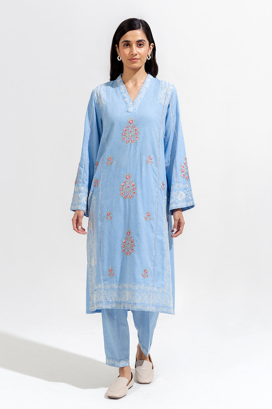 2 PIECE EMBROIDERED KARANDI SUIT (PRET)