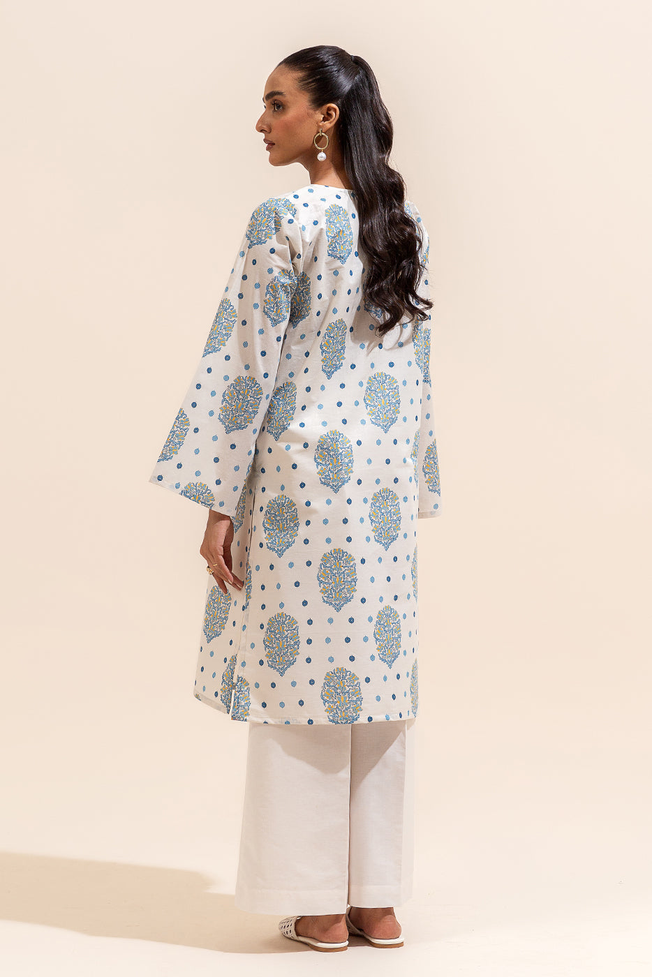 1 PIECE PRINTED LAWN SHIRT-CREME GRANITE (UNSTITCHED)