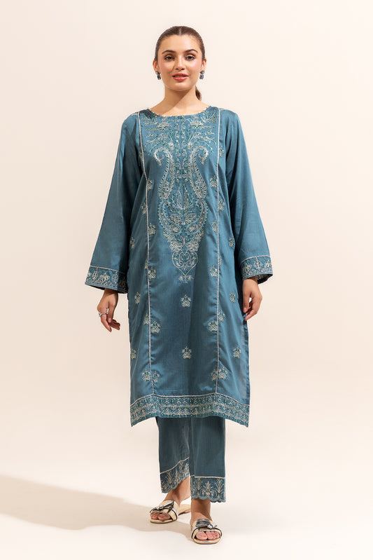 2 PIECE EMBROIDERED TWO TONE SUIT-ETHNIC GRANITE (UNSTITCHED)