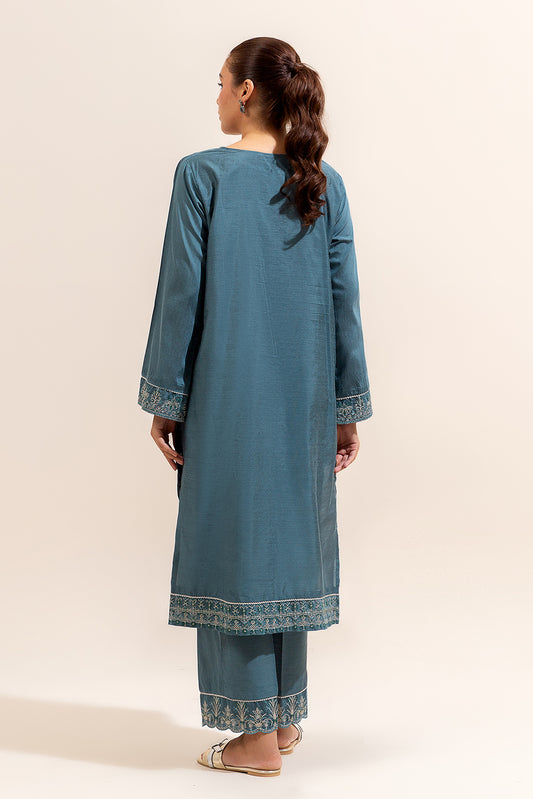 2 PIECE EMBROIDERED TWO TONE SUIT-ETHNIC GRANITE (UNSTITCHED)