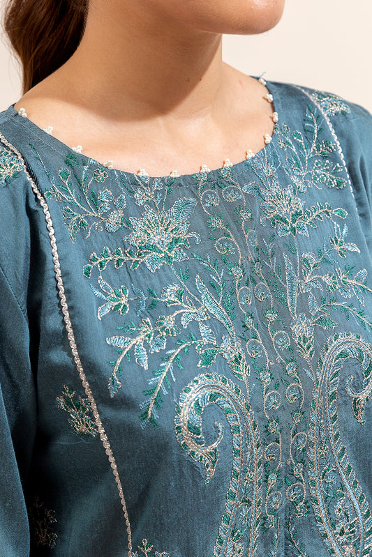 2 PIECE EMBROIDERED TWO TONE SUIT-ETHNIC GRANITE (UNSTITCHED)