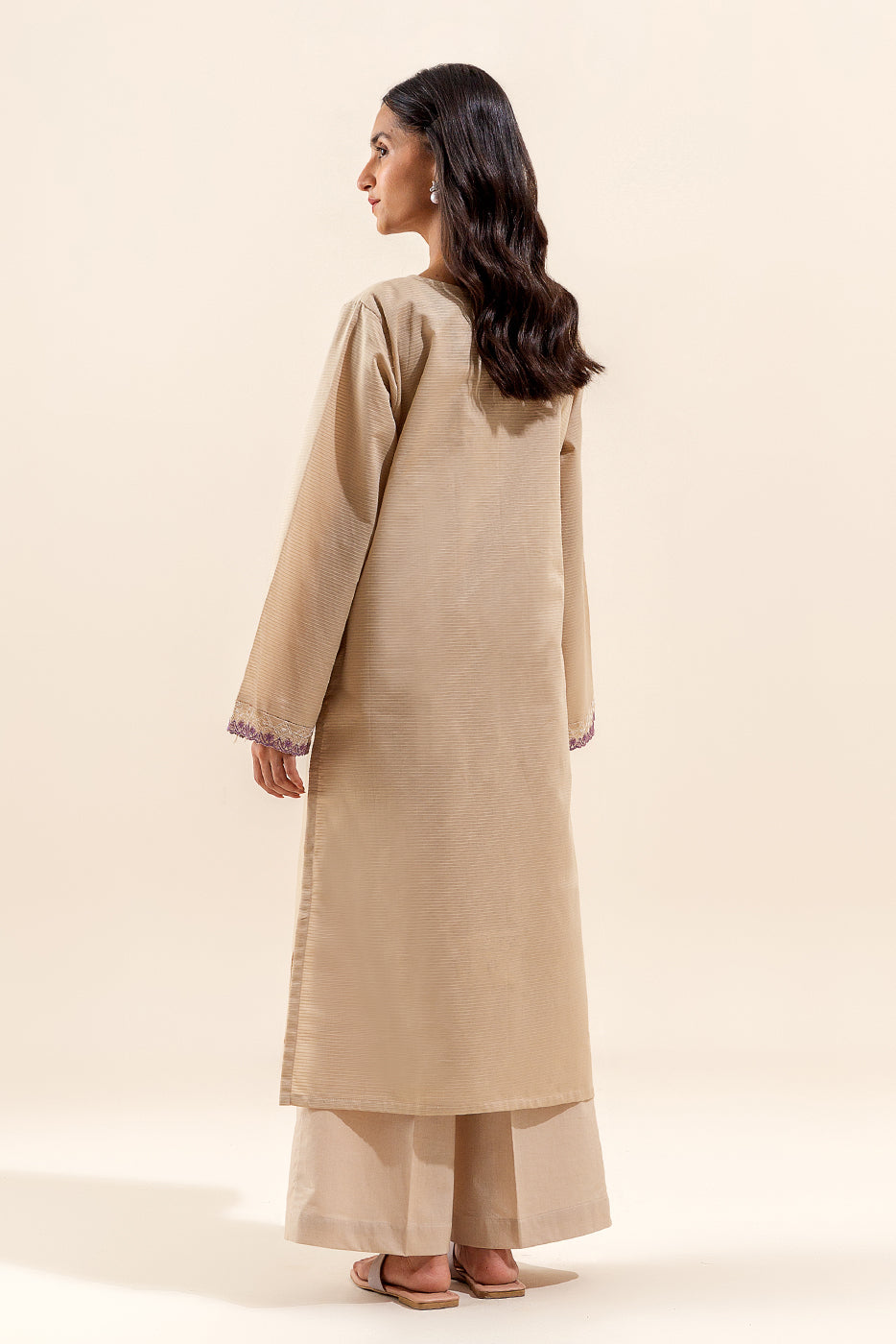 1 PIECE EMBROIDERED DORIA SHIRT-TAUPE SERENITY (UNSTITCHED)