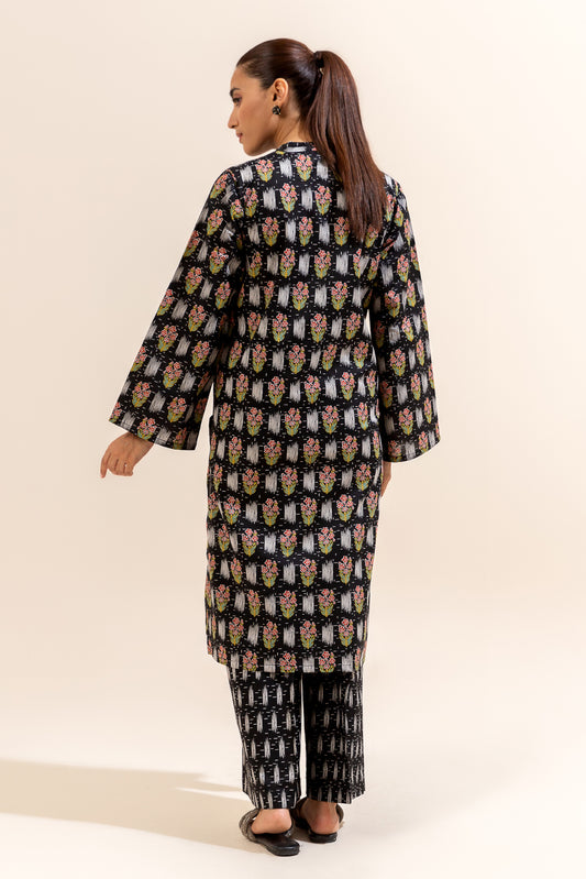 2 PIECE PRINTED LAWN SUIT-OBSIDIAN VERVE (UNSTITCHED)