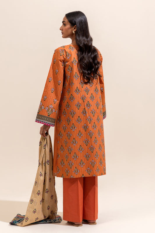 3 PIECE EMBROIDERED LAWN SUIT-RUSSET GLAZE ( UNSTITCHED)