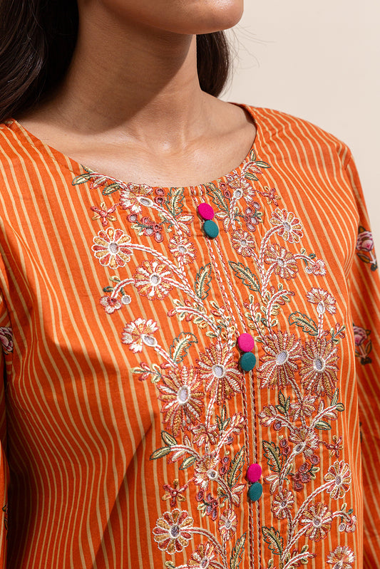 3 PIECE EMBROIDERED LAWN SUIT-RUSSET GLAZE ( UNSTITCHED)