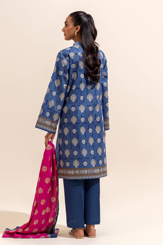 3 PIECE EMBROIDERED LAWN SUIT-SAPPHIRE BLUE (UNSTITCHED)