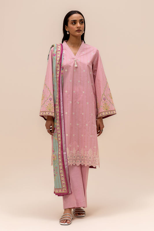 3 PIECE EMBROIDERED LAWN SUIT-BLUSH FAIR (UNSTITCHED)