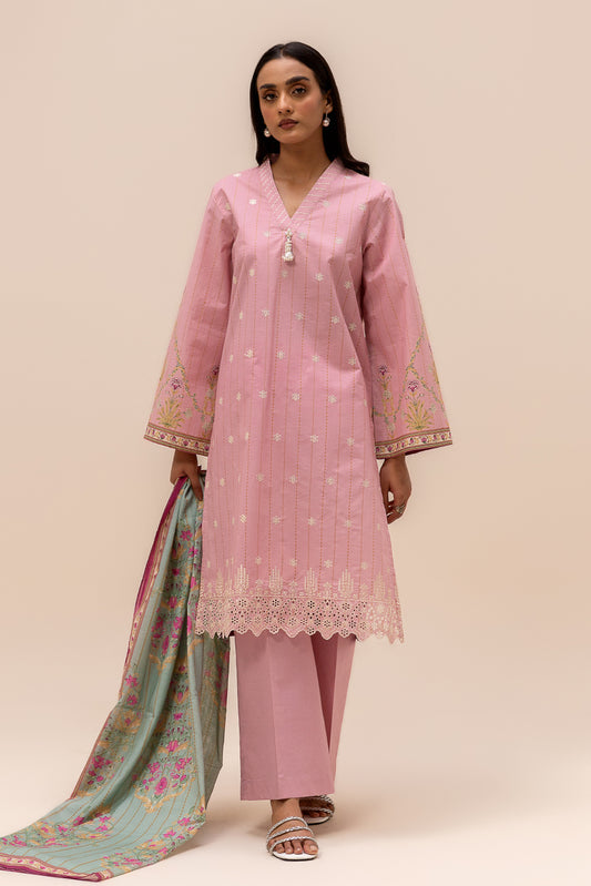 3 PIECE EMBROIDERED LAWN SUIT-BLUSH FAIR (UNSTITCHED)