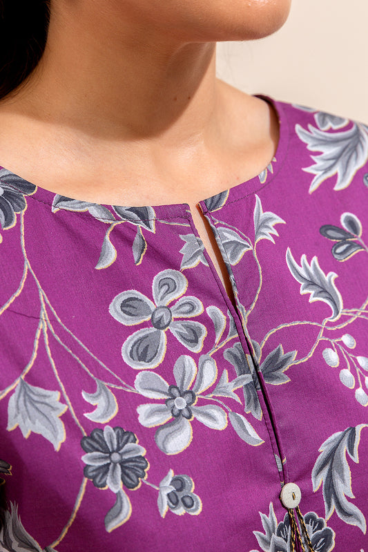 3 PIECE PRINTED LAWN SUIT-MULBERRY ASH (UNSTITCHED)