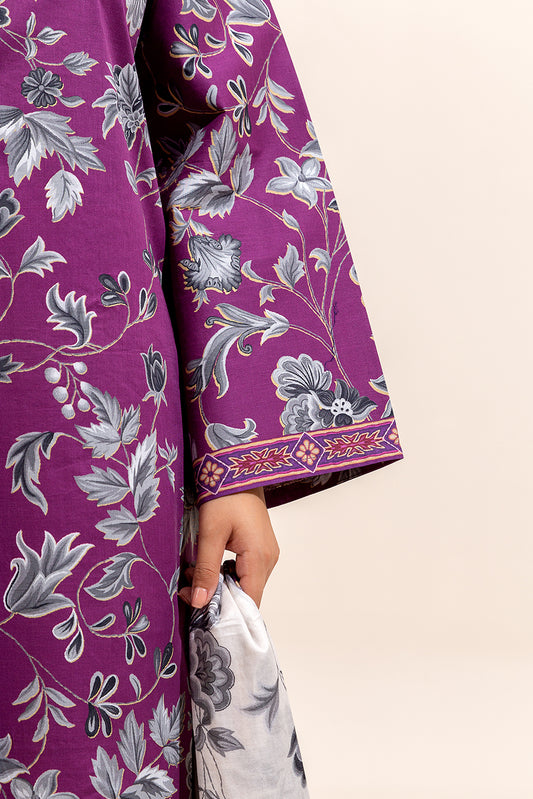 3 PIECE PRINTED LAWN SUIT-MULBERRY ASH (UNSTITCHED)