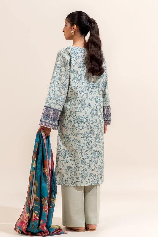 3 PIECE PRINTED LAWN SUIT-PEARL GLAZE (UNSTITCHED)