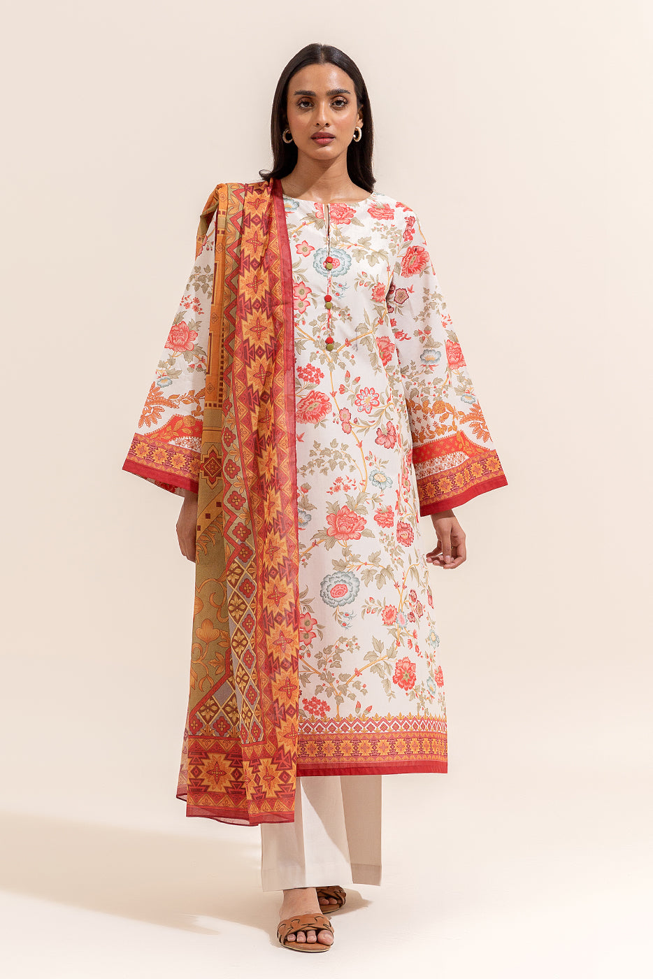 3 PIECE PRINTED LAWN SUIT-CHINTZ CANDY (UNSTITCHED)