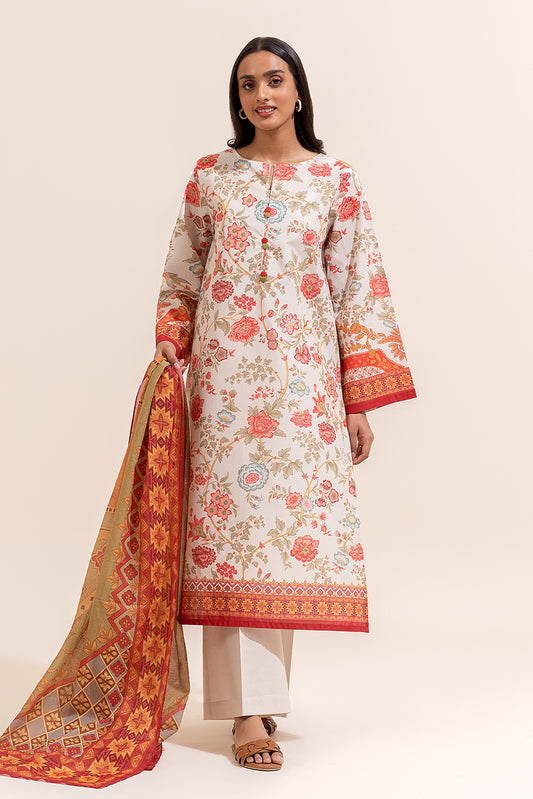 3 PIECE PRINTED LAWN SUIT-CHINTZ CANDY (UNSTITCHED)