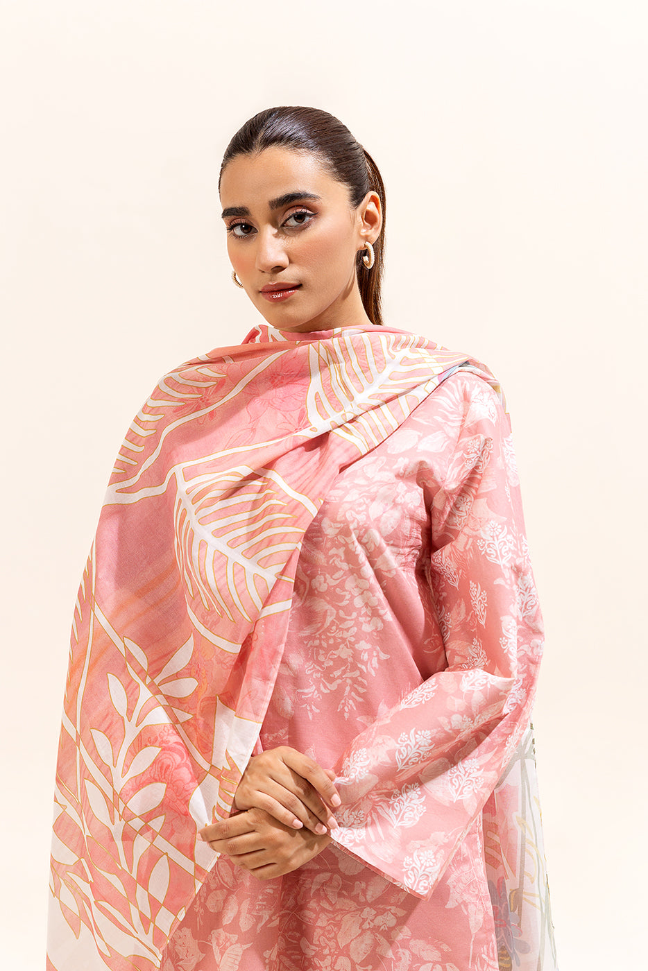 3 PIECE PRINTED LAWN SUIT-BLUSH BLOSSOM (UNSTITCHED)