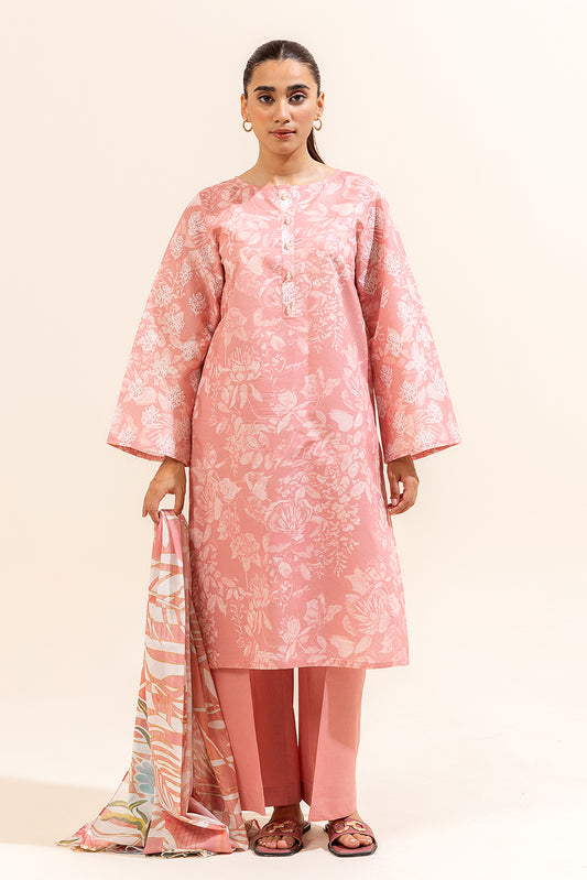 3 PIECE PRINTED LAWN SUIT-BLUSH BLOSSOM (UNSTITCHED)