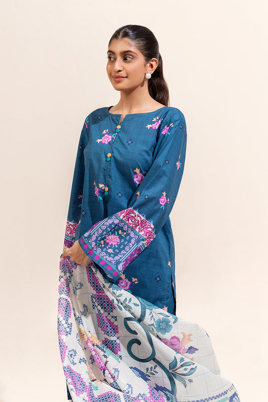 3 PIECE PRINTED LAWN SUIT-MIDNIGHT FLORET (UNSTITCHED)